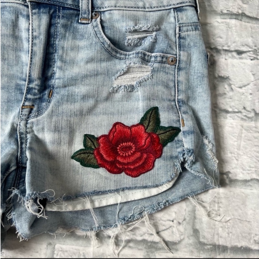 American Eagle Hi Rise Embroidered Jean Shorts - Picture 5 of 9